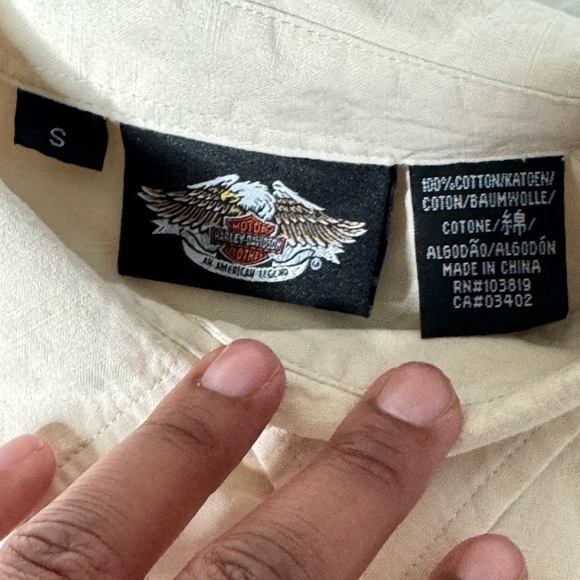 Harley-Davidson Vintage Button-Up Shirt – Size S (Tan, 2008) - Picture 3 of 6